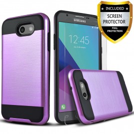 Samsung Galaxy J3 Emerge, Galaxy J3 Prime Case, 2-Piece Style Hybrid Shockproof Hard Case Cover with [Premium Screen Protector] Hybird Shockproof And Circlemalls Stylus Pen (Purple)
